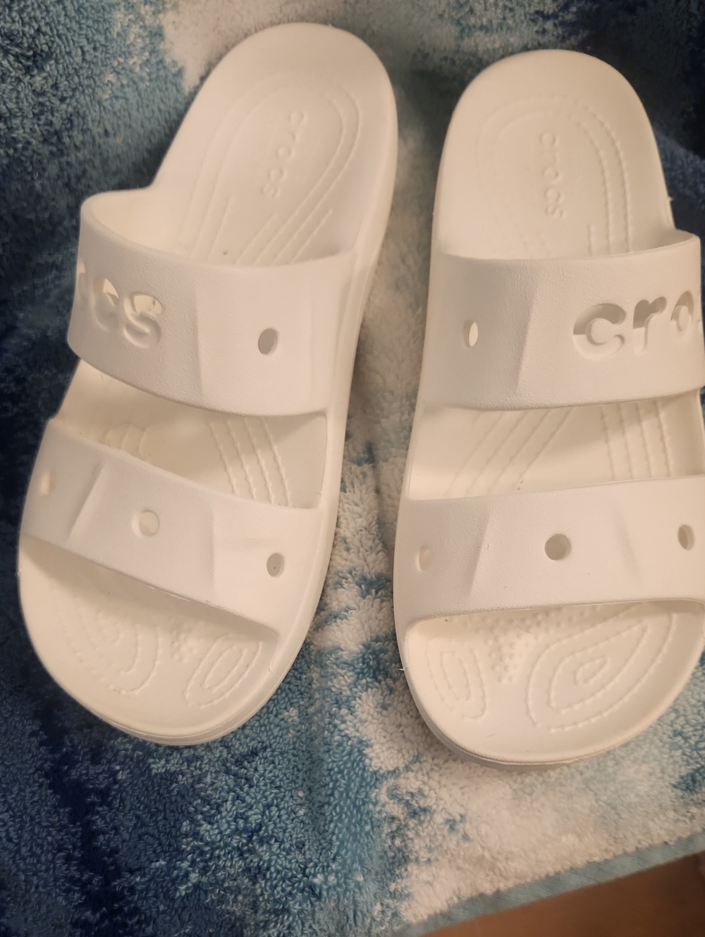CROCS  White Double Strap Slide Sandals